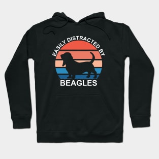 Easily Distracted By Beagles - White Text Hoodie